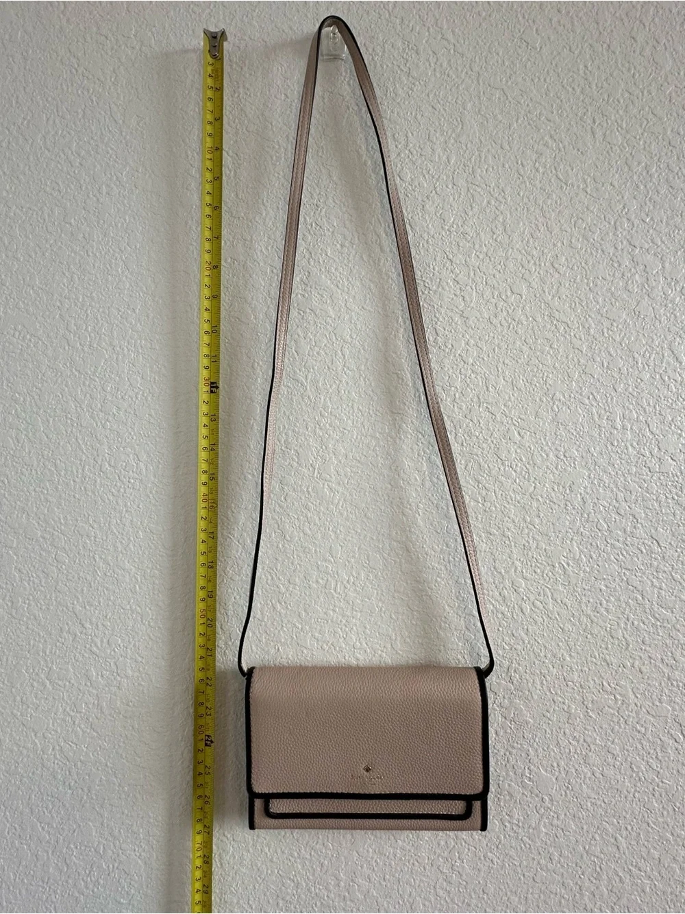 kate spade Pebbled Taupe Crossbody with Black Trim